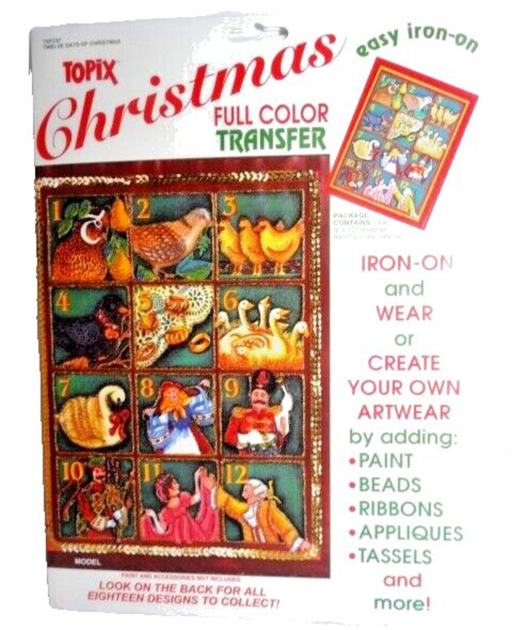 Topix Twelve Days Of Christmas Easy Iron-On Transfer Holiday Decor Vintage 1990s